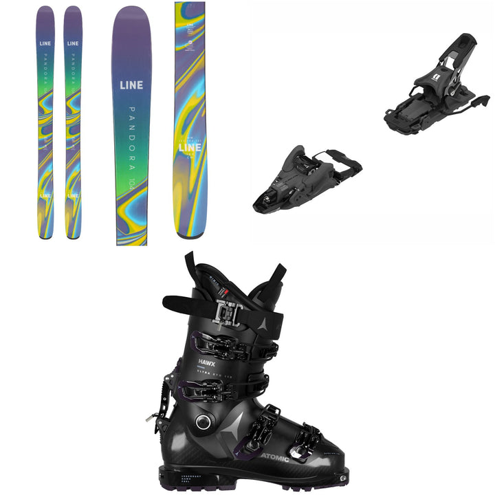 Line Skis Pandora 104 Skis + Armada Shift MNC 10 Alpine Touring Ski Bindings + Atomic Hawx Ultra XTD 115 W CT GW Alpine Touring Ski Boots - Women's 2023