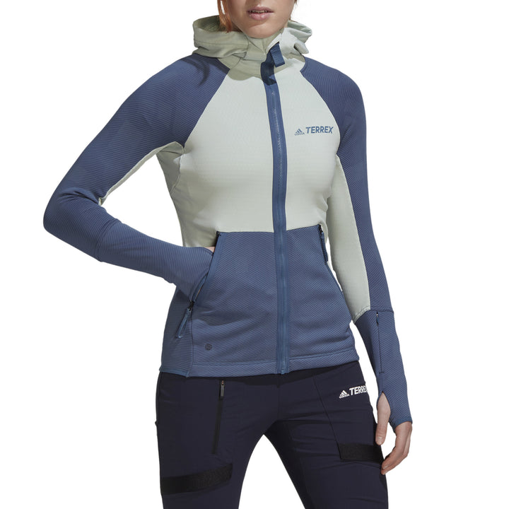 Adidas Terrex Tech Fleece Hooded Jacket - Women's Linen Green/Wonder Steel