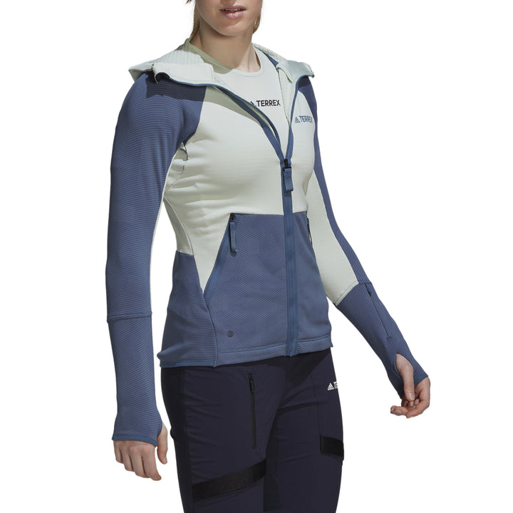 Adidas Terrex Tech Fleece Hooded Jacket - Women's Linen Green/Wonder Steel