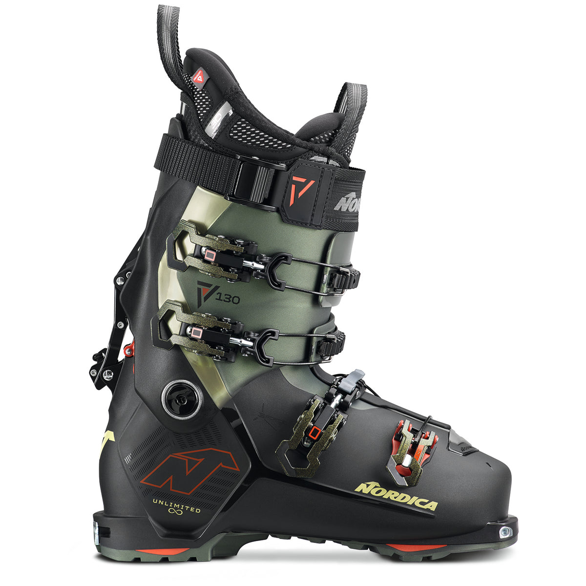 Nordica Unlimited 130 DYN Ski Boots 2025 Black/Irid Green/Red