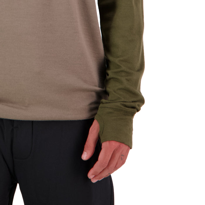MONS ROYALE Yotei Powder Long-Sleeve Hoodie - Men's Dark Olive/Walnut