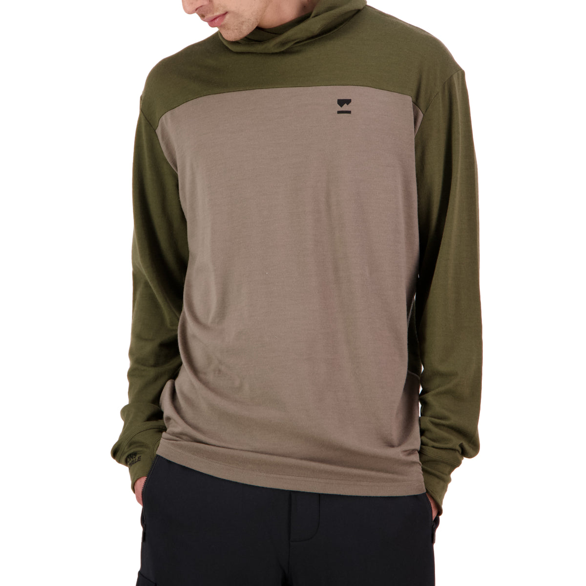 MONS ROYALE Yotei Powder Long-Sleeve Hoodie - Men's Dark Olive/Walnut