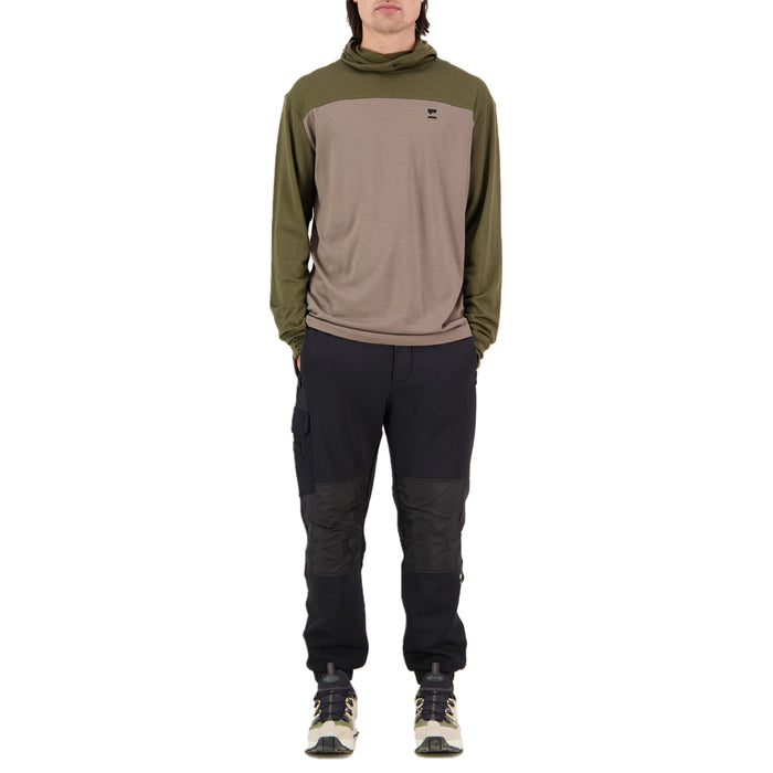 MONS ROYALE Yotei Powder Long-Sleeve Hoodie - Men's Dark Olive/Walnut