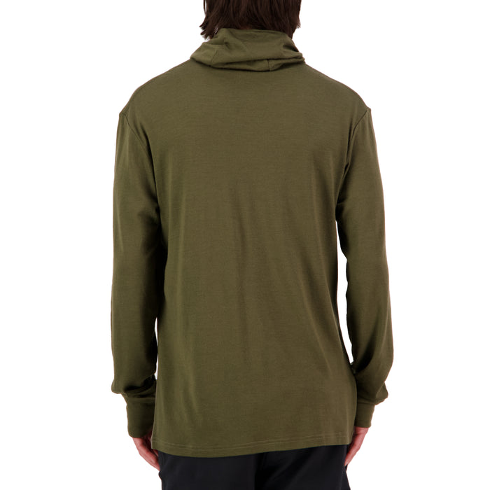 MONS ROYALE Yotei Powder Long-Sleeve Hoodie - Men's Dark Olive/Walnut