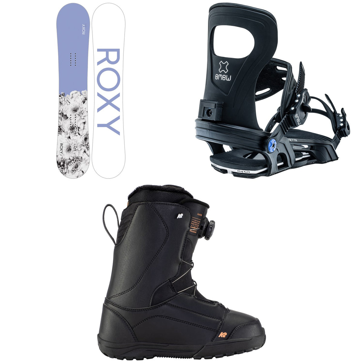 Roxy Dawn Snowboard + Bent Metal Metta Snowboard Bindings + K2 Haven Snowboard Boots - Women's 2023