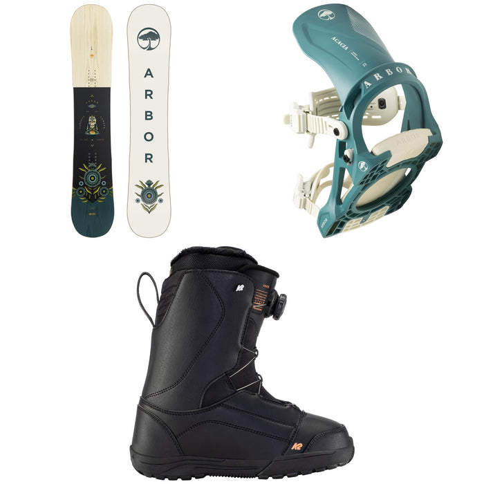 Arbor Cadence Camber Snowboard + Acacia Snowboard Bindings + K2 Haven Snowboard Boots - Women's 2023
