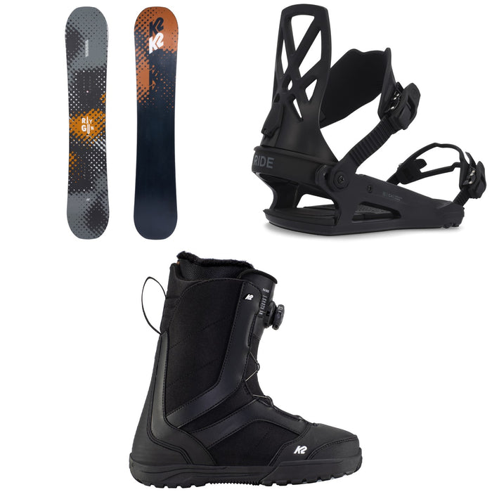 K2 Raygun Snowboard + Ride C-4 Snowboard Bindings + K2 Raider Snowboard Boots 2023