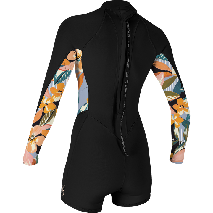 O'Neill Bahia 2/1mm Back Zip Long-Sleeve Springsuit - Women's Black/Demiflor/Demiflor