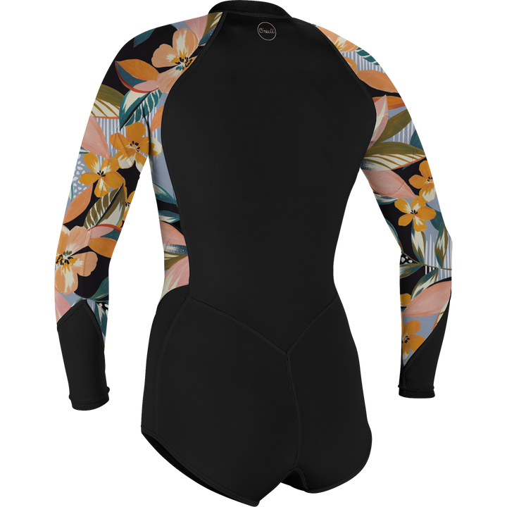 O'Neill Bahia 2/1mm Front Zip Long-Sleeve Springsuit - Women's Black/Demiflor/Demiflor