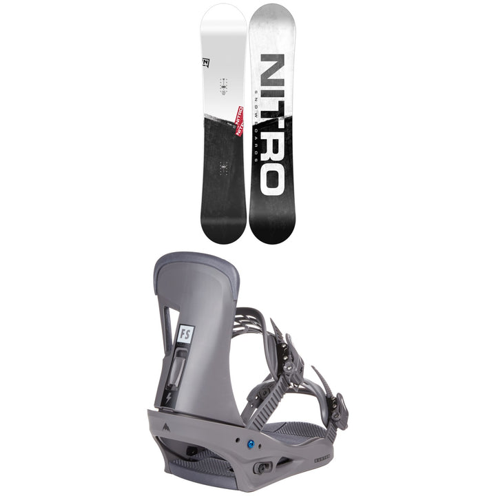 Nitro Prime Raw Snowboard + Burton Freestyle Snowboard Bindings 2023