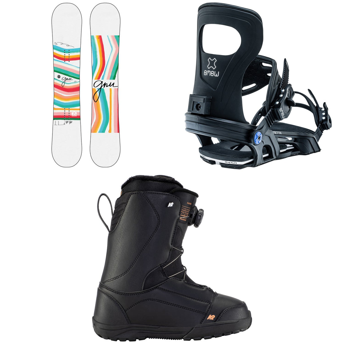 GNU B-Nice BTX Snowboard + Bent Metal Metta Snowboard Bindings + K2 Haven Snowboard Boots - Women's 2023