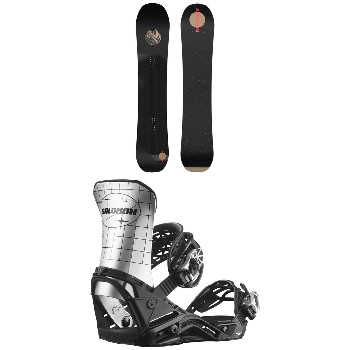 Salomon Super 8 Pro Snowboard + District Pro Team Snowboard Bindings 2024