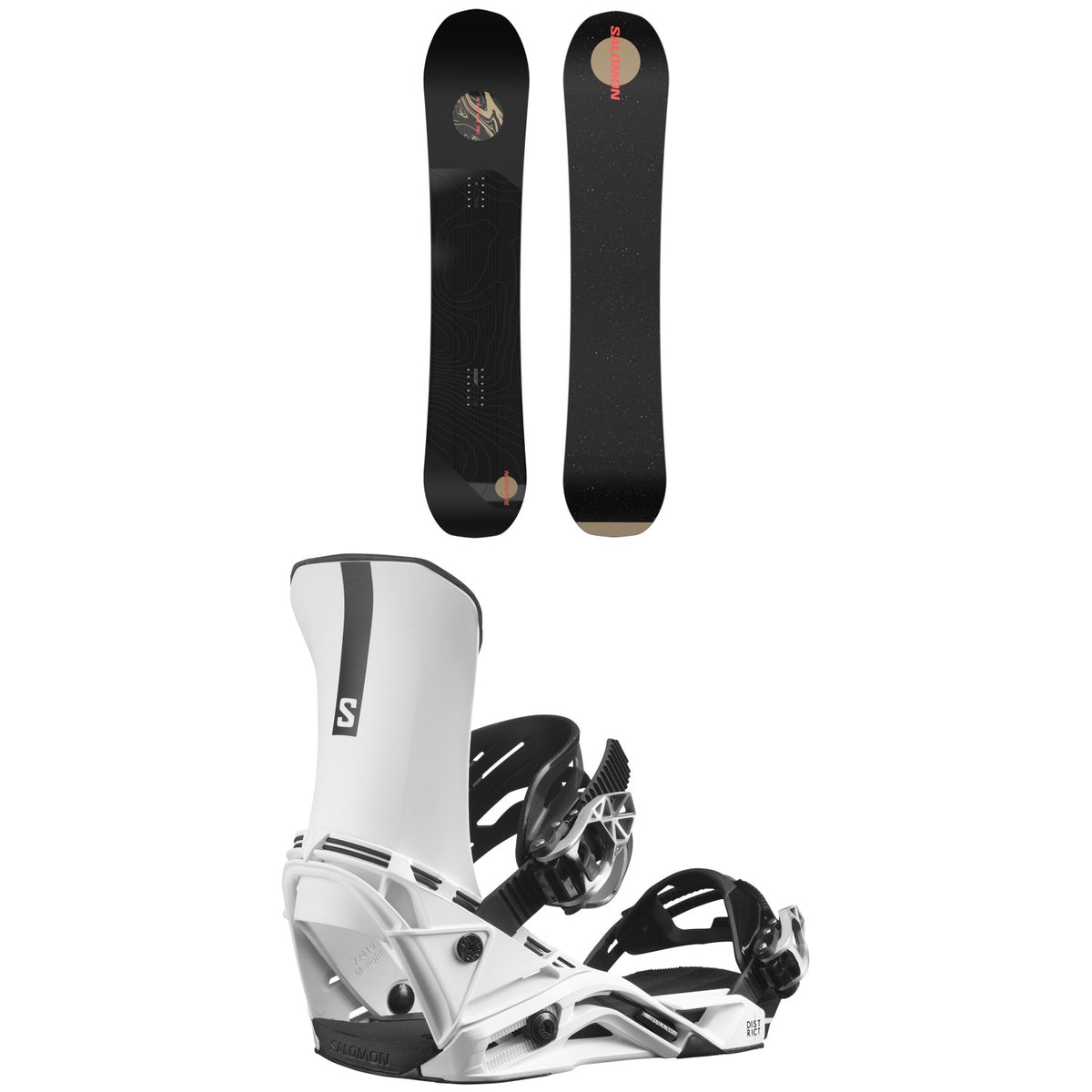 Salomon Super 8 Pro Snowboard + District Snowboard Bindings 2024