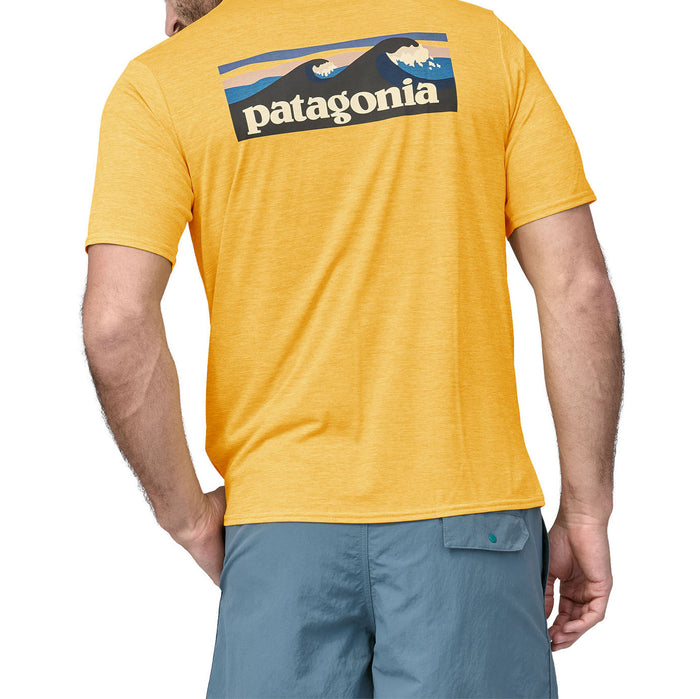 Patagonia Cap Cool Daily Graphic-Waters T-Shirt - Men's Boardshort Logo: Surfboard Yellow X-Dye