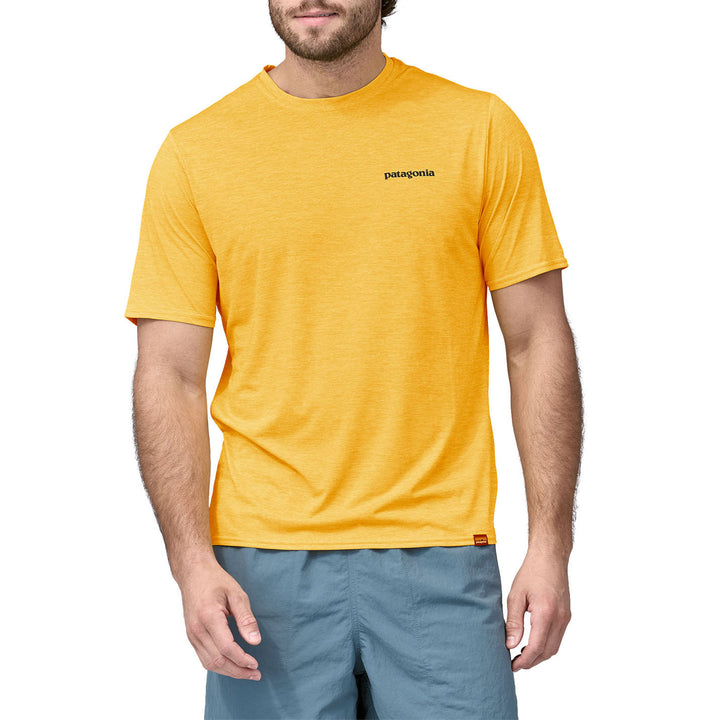 Patagonia Cap Cool Daily Graphic-Waters T-Shirt - Men's Boardshort Logo: Surfboard Yellow X-Dye
