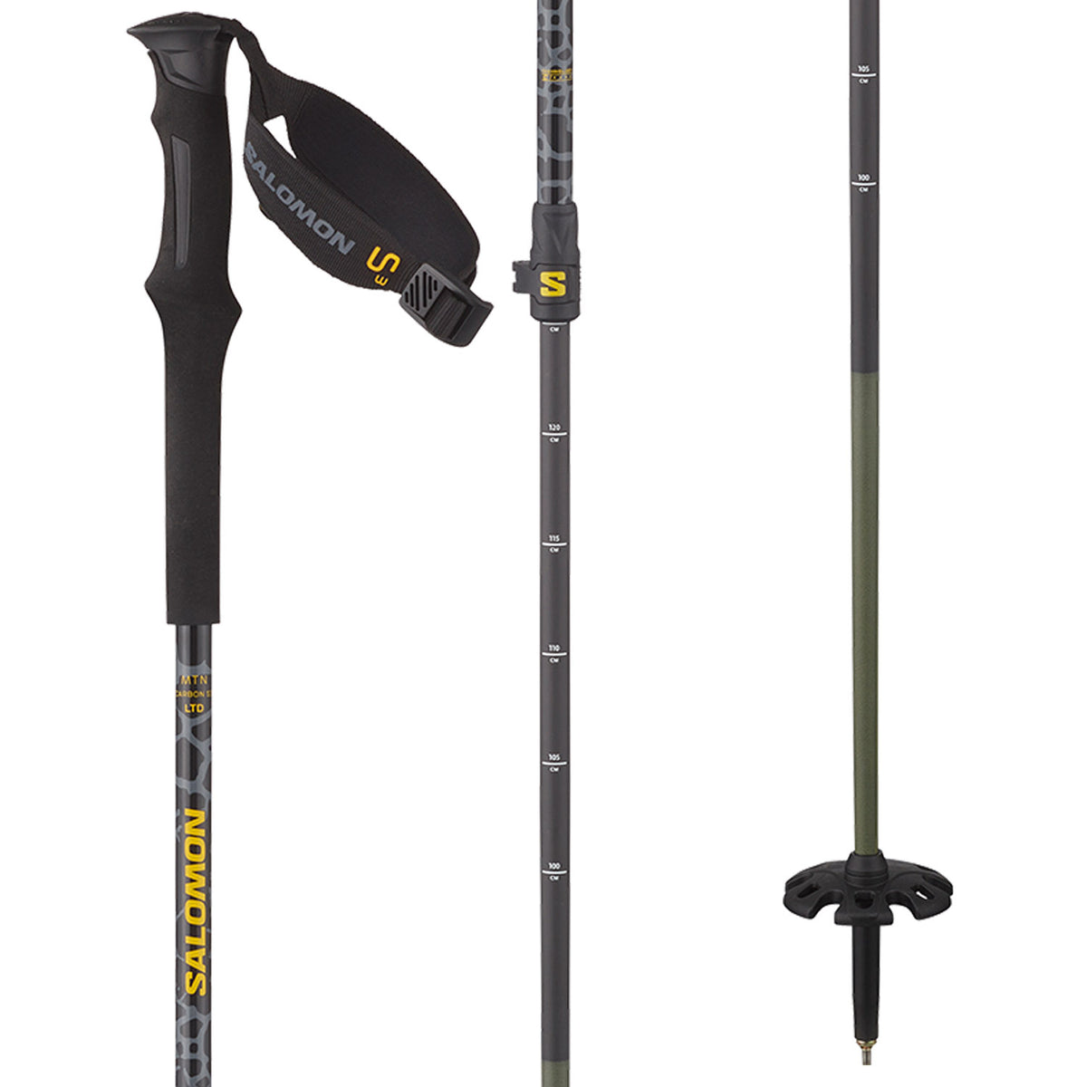 Salomon MTN Carbon S3 LTD Ski Poles 2024 Black / Solar Power