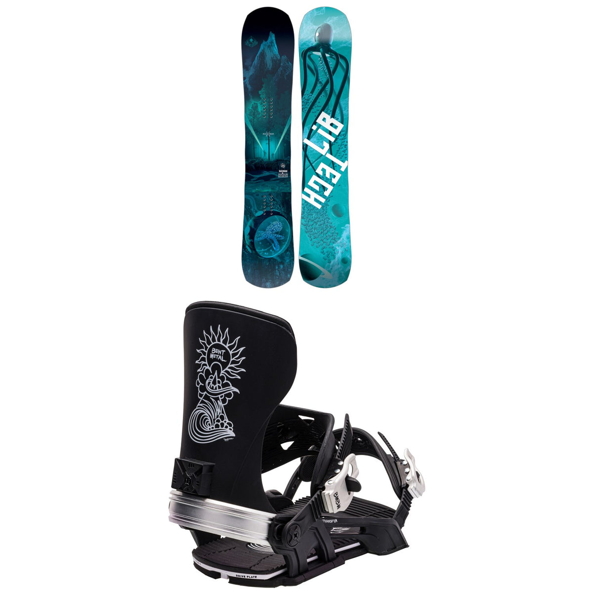 Lib Tech Rasman C2X Snowboard + Bent Metal Transfer Snowboard Bindings 2024