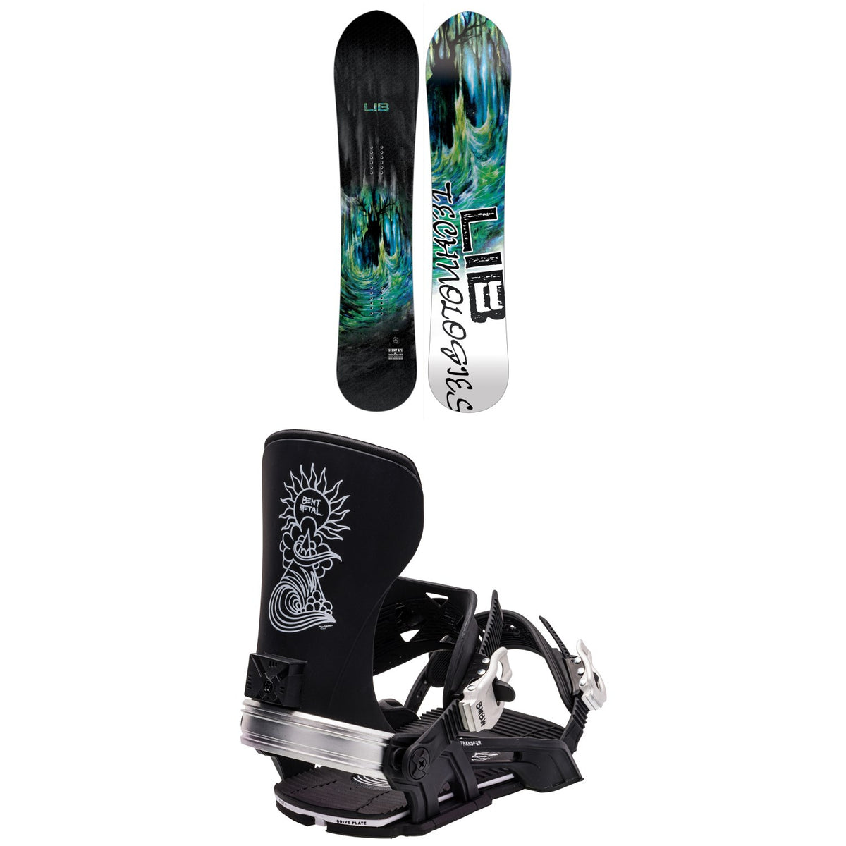 Lib Tech Stump Ape C2X Snowboard + Bent Metal Transfer Snowboard Bindings 2024