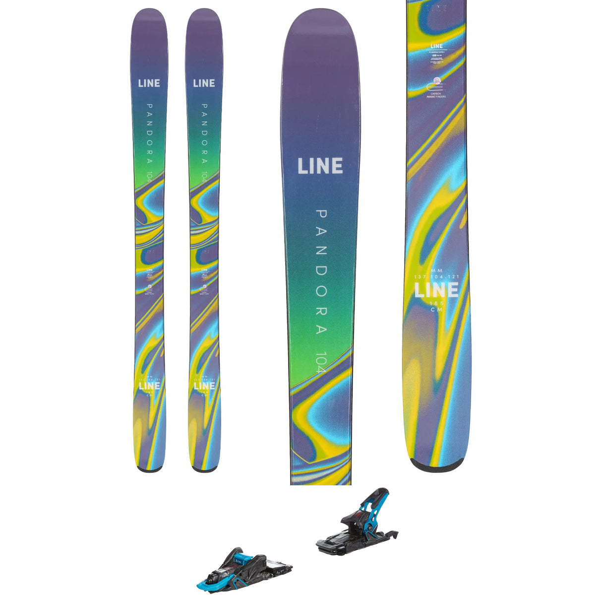 Line Skis Pandora 104 Skis + Salomon S/Lab Shift MNC 13 Alpine Touring Ski Bindings - Women's 2023