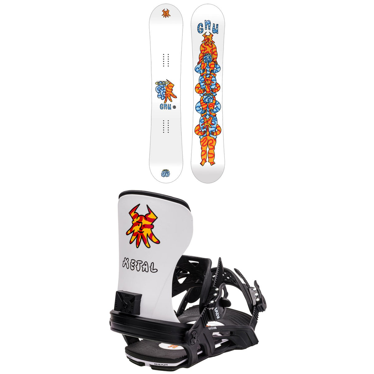 GNU FB Head Space C3 Snowboard + Bent Metal Axtion Snowboard Bindings 2024