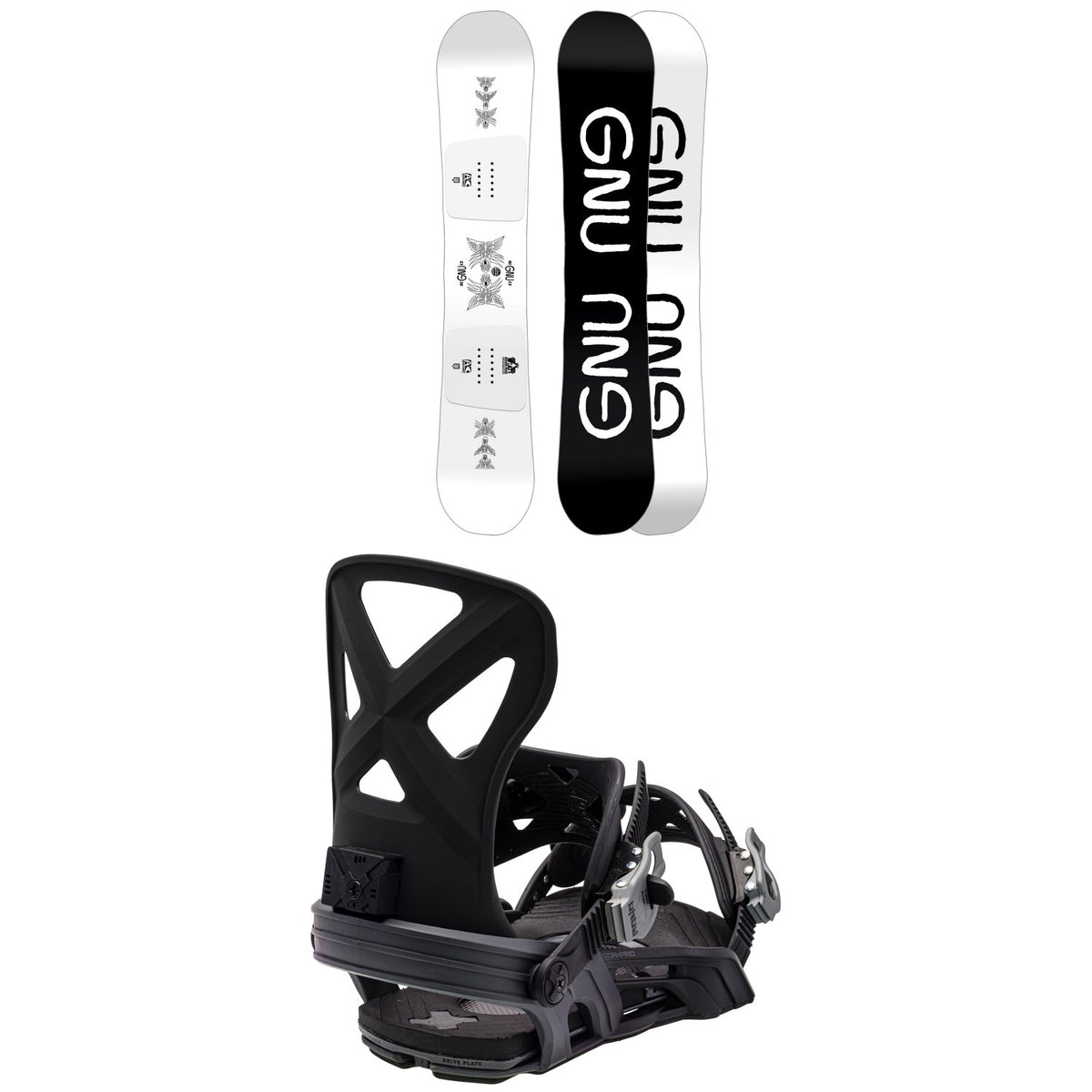 GNU Riders Choice Asym C3 Snowboard + Bent Metal Cor-Pro Snowboard Bindings 2024