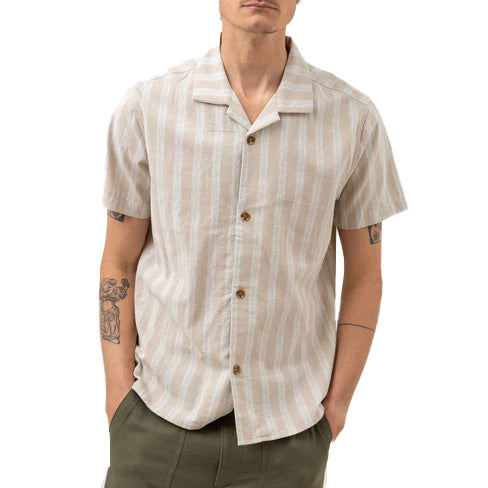 Rhythm Vacation Stripe Short-Sleeve Shirt - Men's Sand