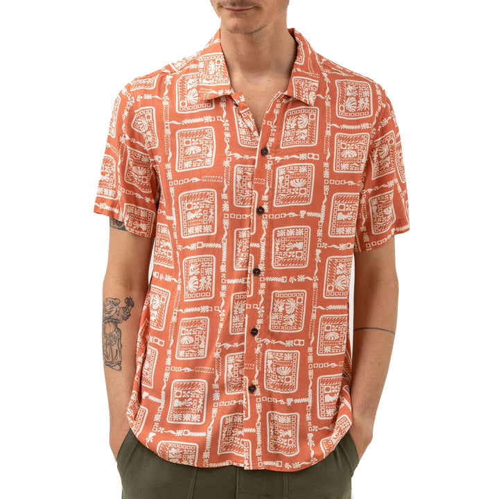 Rhythm Stamp Short-Sleeve Shirt - Men's Spice