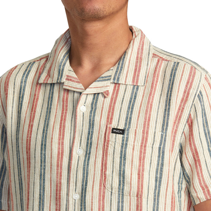 RVCA Satellite Stripe Short-Sleeve Shirt - Men's Khaki