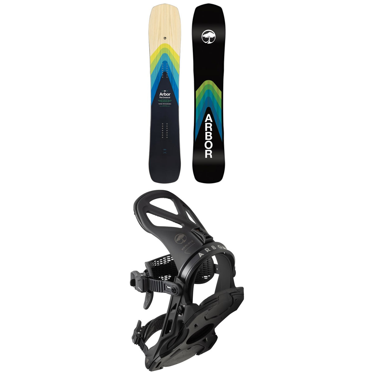 Arbor Crosscut Camber Snowboard + Hemlock Snowboard Bindings 2023