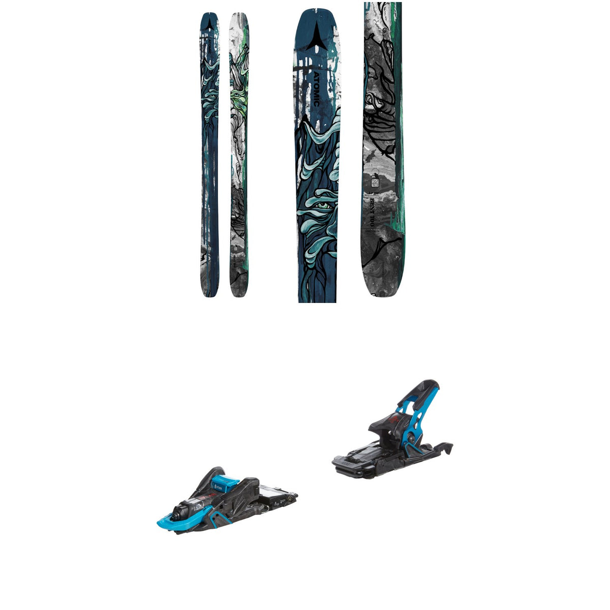 Atomic Bent 100 Skis + Salomon S/Lab Shift MNC 13 Alpine Touring Ski Bindings 2024
