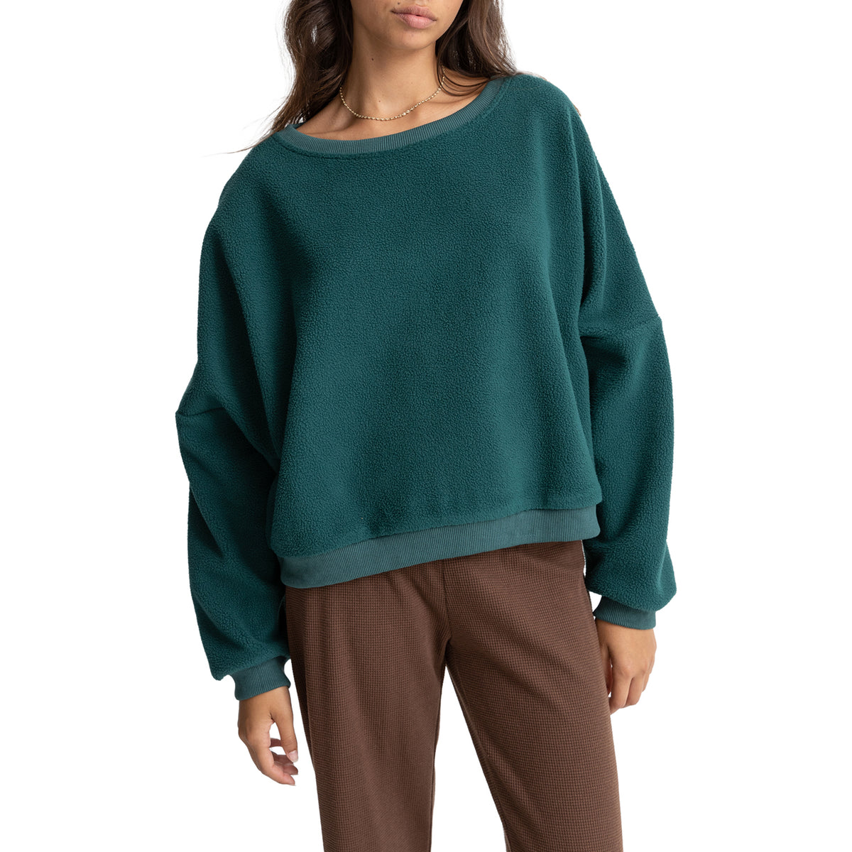 Rhythm Reverse Slouch Fleece Sweatshirt - Women's Sea Green
