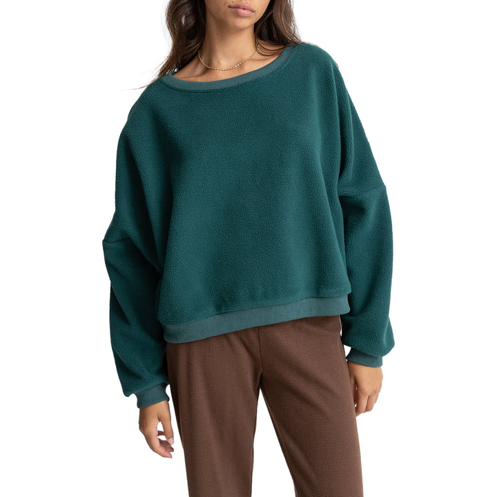 Rhythm Reverse Slouch Fleece Sweatshirt - Women's Sea Green