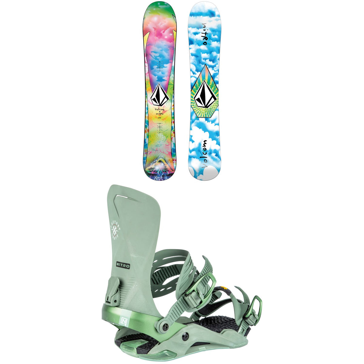 Nitro Alternator X Volcom Snowboard + Phantom Snowboard Bindings 2024
