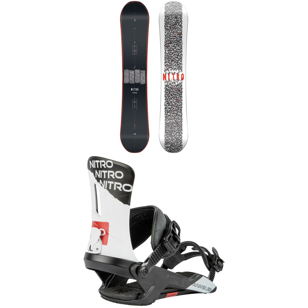 Nitro T1 X FFF Snowboard + Rambler Snowboard Bindings 2024
