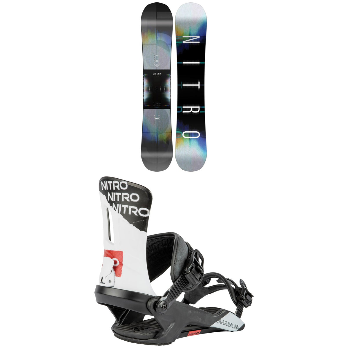 Nitro Cinema Snowboard + Rambler Snowboard Bindings 2024