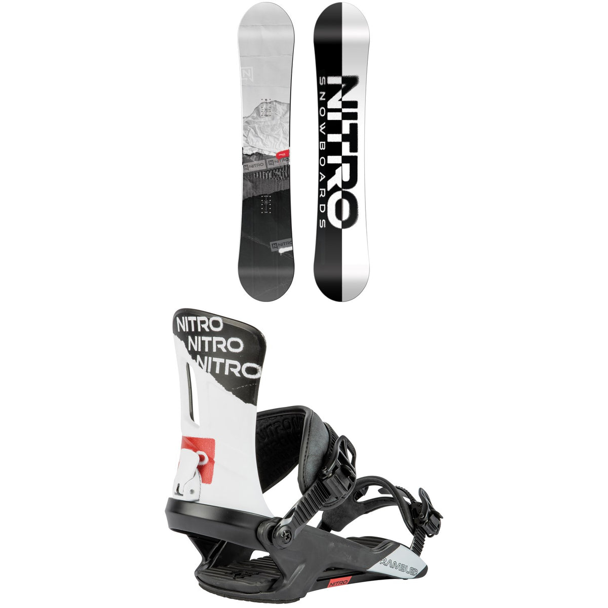Nitro Prime Raw Snowboard + Rambler Snowboard Bindings 2024