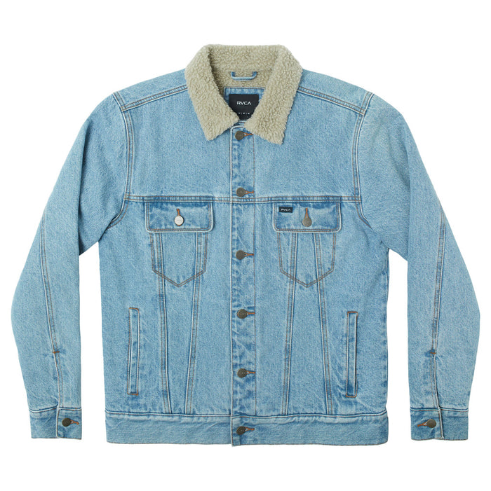 RVCA Waylon Denim Trucker Jacket - Men's Bleached Indigo