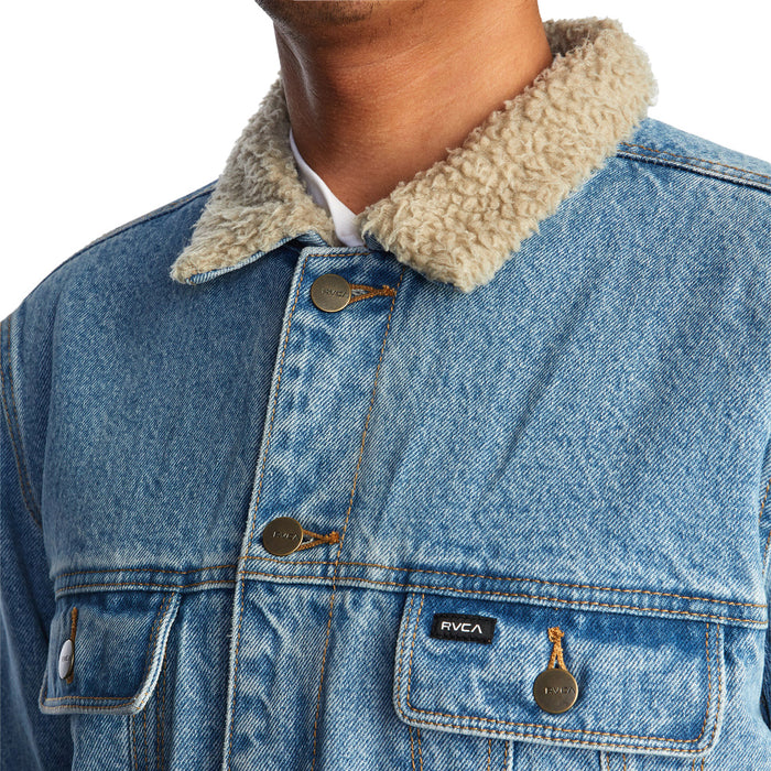 RVCA Waylon Denim Trucker Jacket - Men's Bleached Indigo
