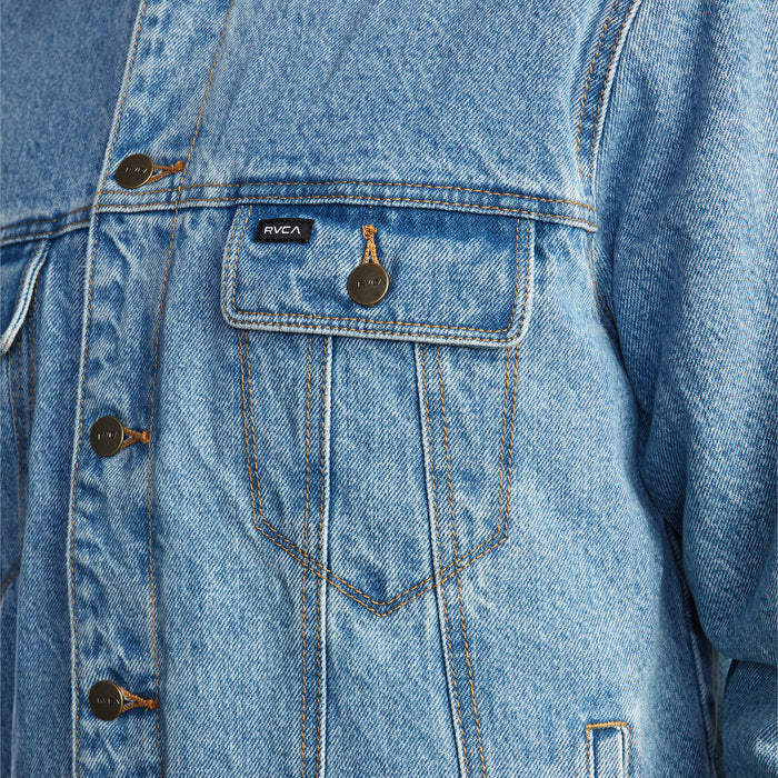 RVCA Waylon Denim Trucker Jacket - Men's Bleached Indigo