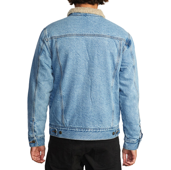 RVCA Waylon Denim Trucker Jacket - Men's Bleached Indigo