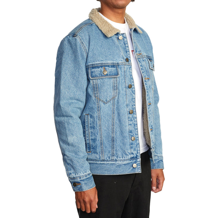 RVCA Waylon Denim Trucker Jacket - Men's Bleached Indigo