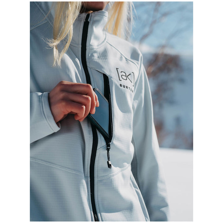 Burton AK Helium Grid Full-Zip Fleece - Women's Gray Cloud