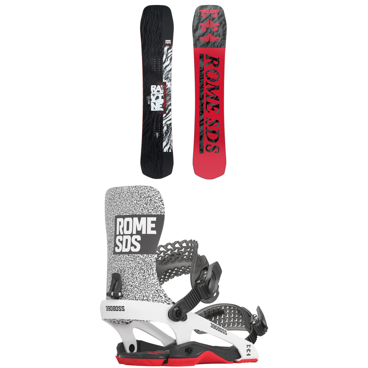 Rome Ravine Snowboard + 390 Boss Snowboard Bindings 2024