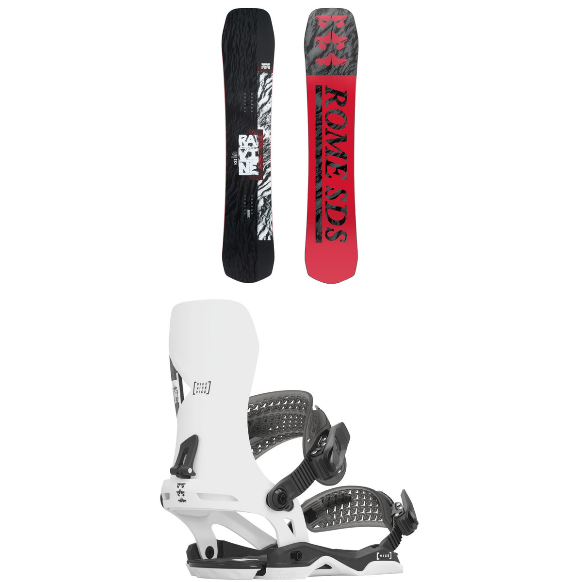 Rome Ravine Snowboard + Vice Snowboard Bindings 2024