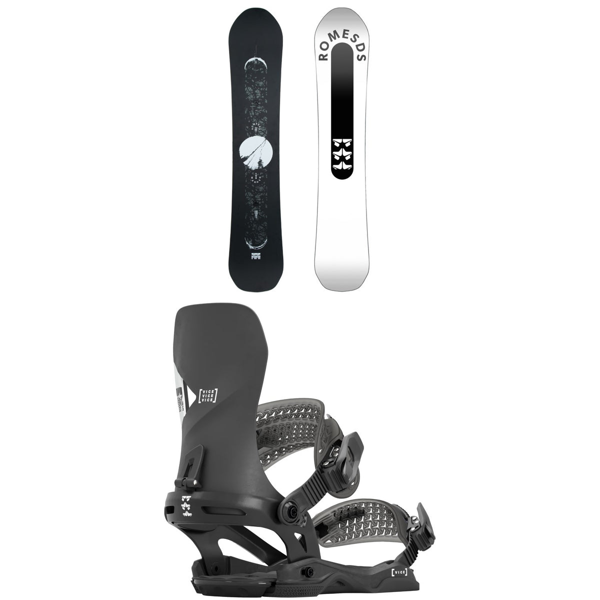 Rome Warden Snowboard + Vice Snowboard Bindings 2024