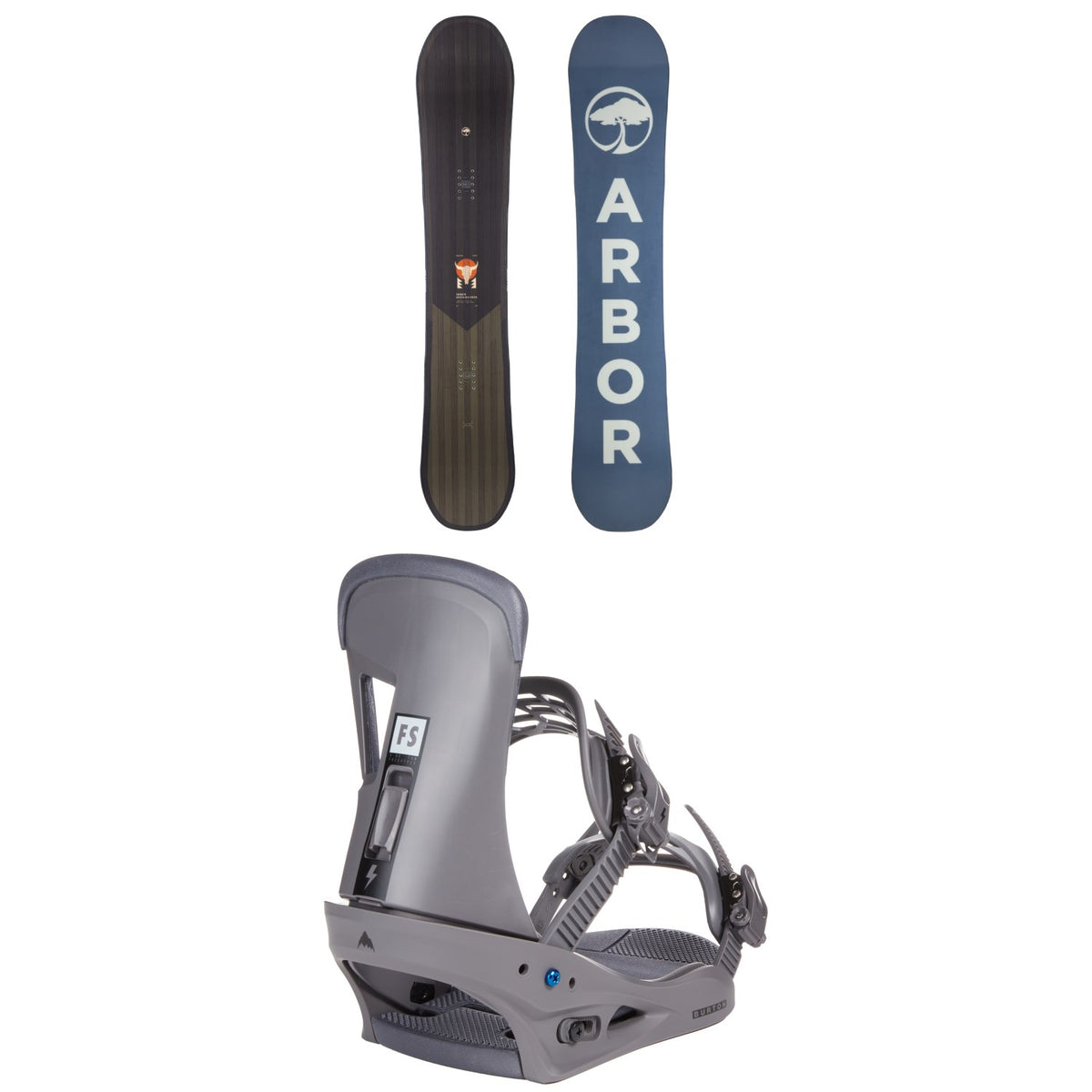 Arbor Foundation Snowboard + Burton Freestyle Snowboard Bindings
