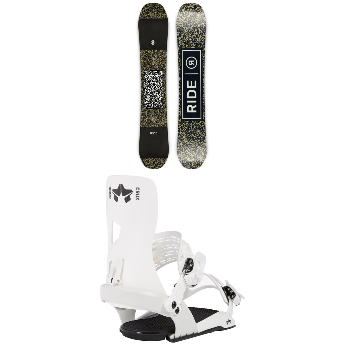 Ride Manic Snowboard + Rome Crux SE Snowboard Bindings
