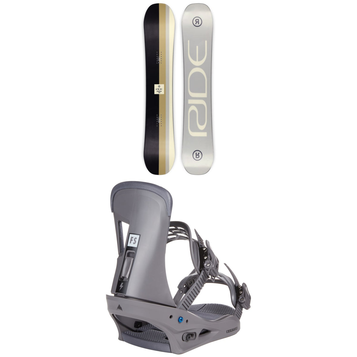Ride Agenda Snowboard + Burton Freestyle Snowboard Bindings