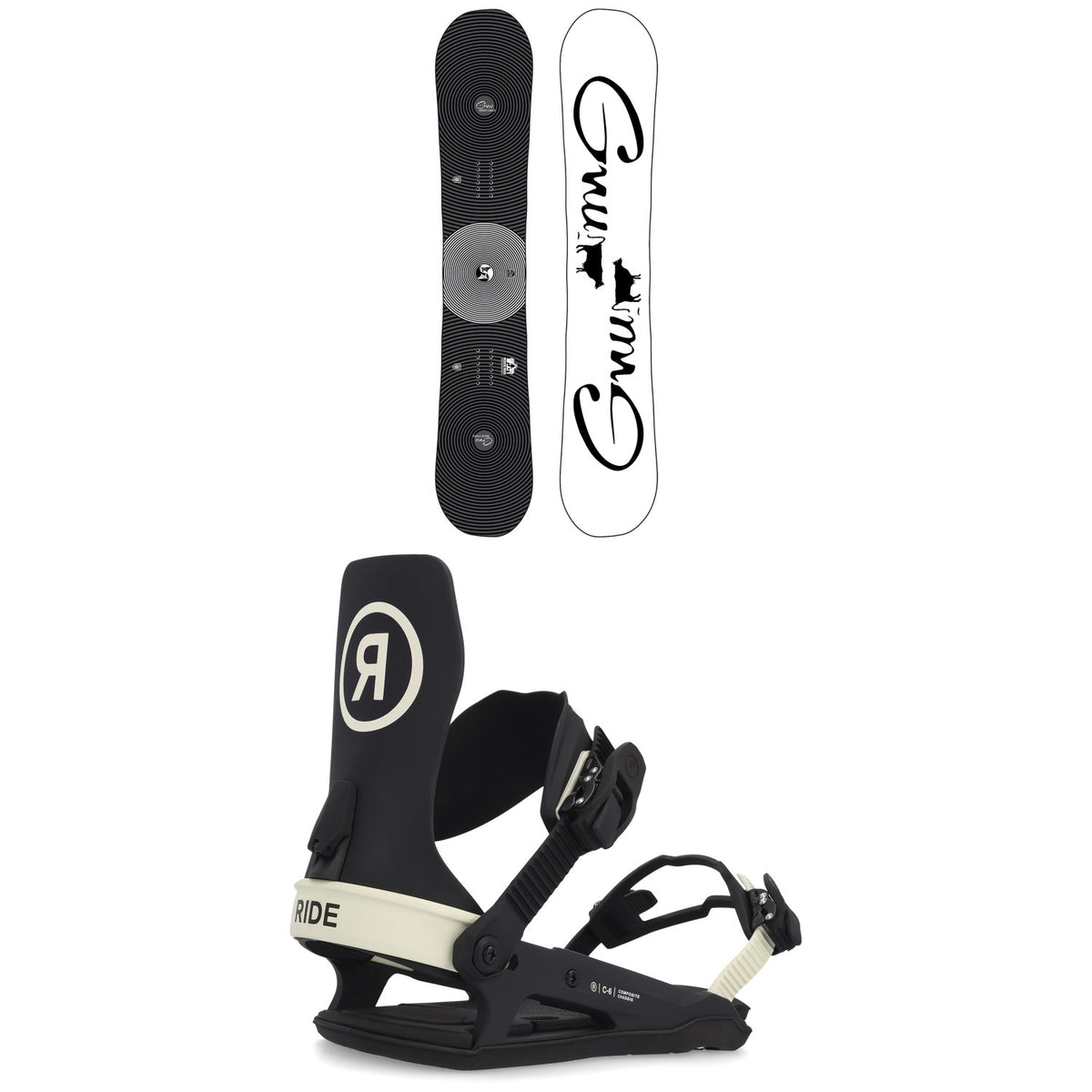 GNU Riders Choice Asym C2X Snowboard + Ride C-6 Snowboard Bindings 2023