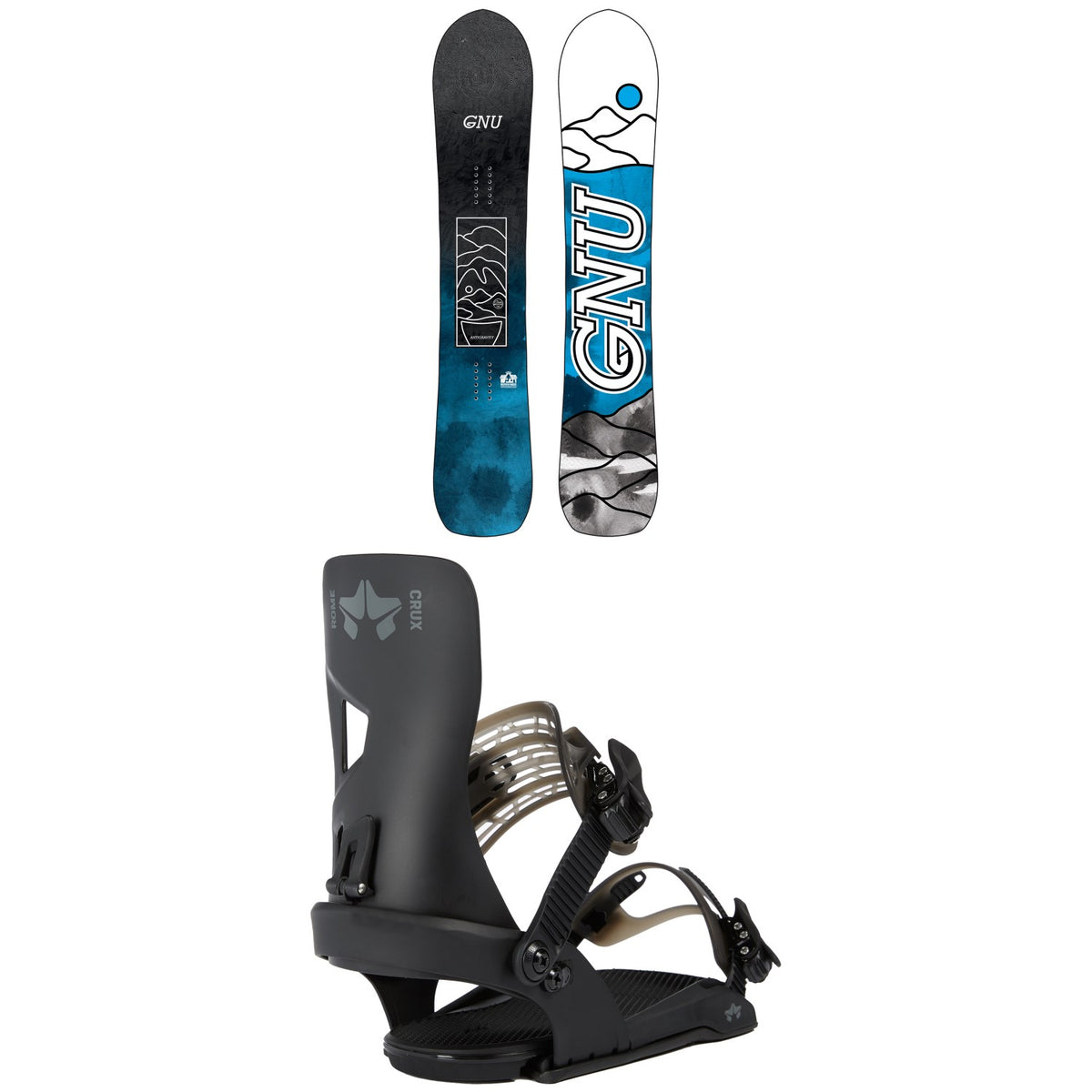 GNU Antigravity C3 Snowboard + Rome Crux SE Snowboard Bindings